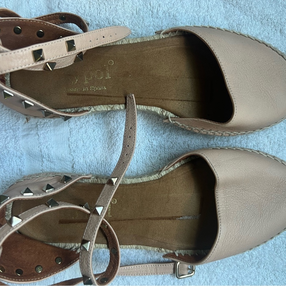 Real leather espadrilles pink platform